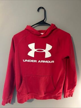 Under Armour Kids Red Hoodie with White Logo - Youth Medium